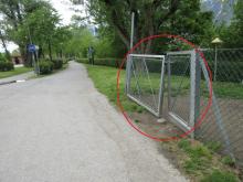 Eingang Hundewiese Baggersee / Rossau defekt