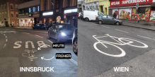 Straßenmarkierungen für Fahrradfahrende