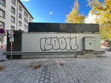 Beschmierung und Vandalismus beim Hinterausgang Rathaus Innsbruck ( "KOOK" )
